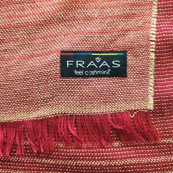 FRAAS Cashmink Woven Scarf Red Metallic Shawl Wrap OS 78"×11.5" Germany - Picture 5 of 9